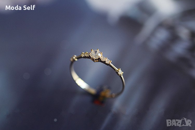  Пръстен 925 Сребърен 14K Gold Покритие, снимка 1