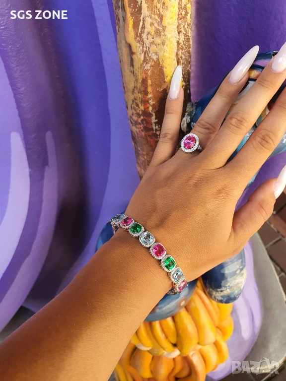 СРЕБЪРНА ГРИВНА ОТ ТАЙЛАНД С ЕСТЕСТВЕН ТОПАЗ И РОДИЕВО ПОКРИТИЕ, снимка 1