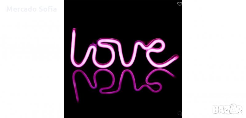 Светещ LED неонов осветител LOVE с USB , снимка 1