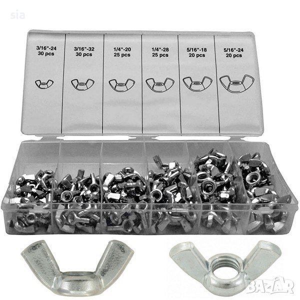 Перчата гайка, кутия с 150 бр перчати гайки, снимка 1