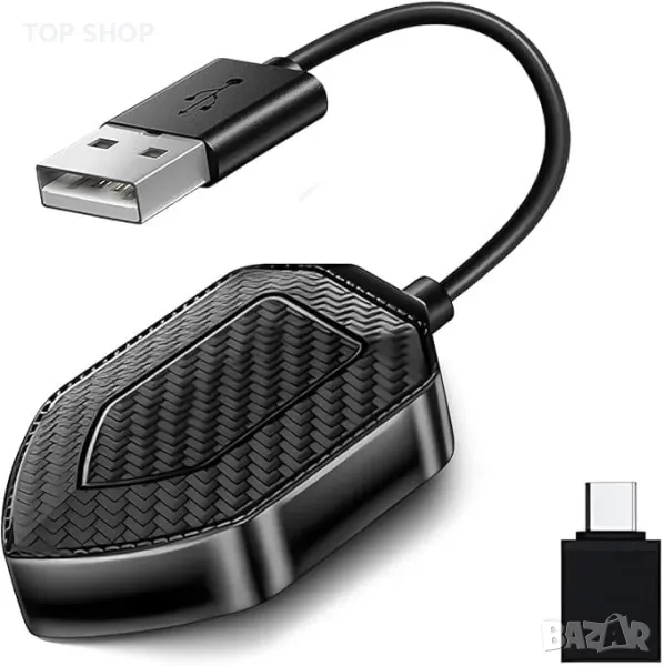 Нов Безжичен CarPlay адаптер за iPhone, HD, Plug-and-Play, USB-C за кола, снимка 1