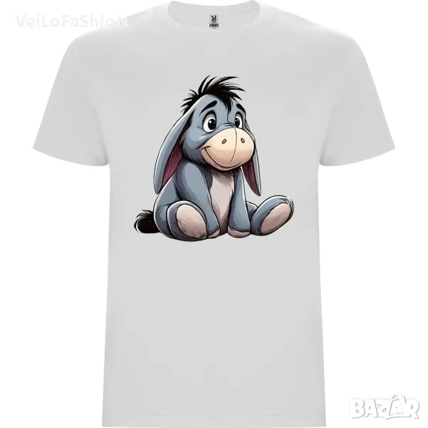 Нова мъжка тениска с Йори - Магаренцето от Мечо Пух в бял цвят, снимка 1