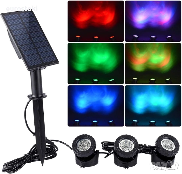 WisHomee Соларни лампи за открито. Потопяеми RGB LED фонтани. Пейзажна лампа от здрач до зори , снимка 1