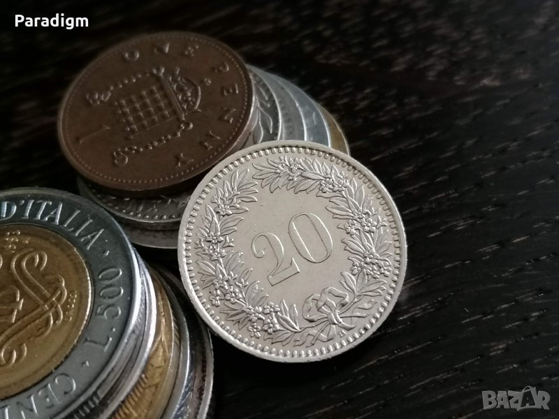 Монета - Швейцария - 20 рапен | 1989г., снимка 1