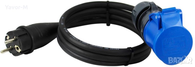 Адаптор с кабел H05RR-F 3G1,мм2 1.5м от шуко щепсел към СЕЕ 2P+T 16A подвижен контакт - C221-202, снимка 1