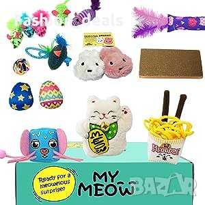 Нов комлект 16 котешки играчки и керамична купа драскалка за котки, снимка 1