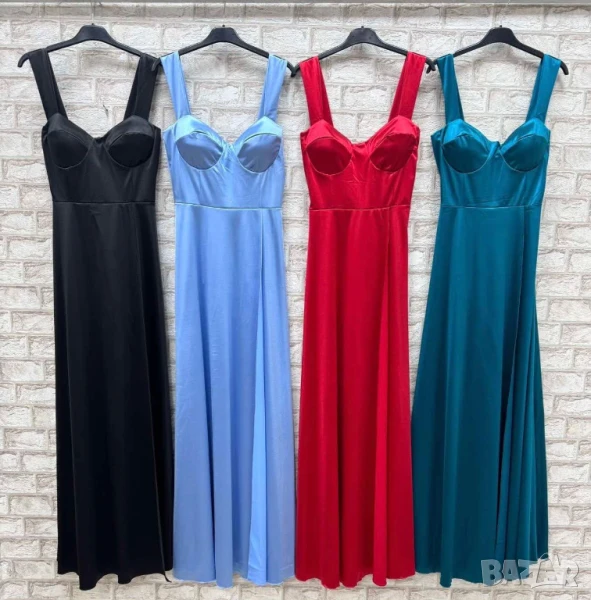 💎Дълги сатенени рокли с цепка 💎 , снимка 1