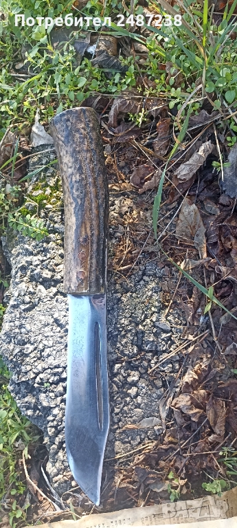 Масивен ловен нож,с кокалена дръжка , снимка 1