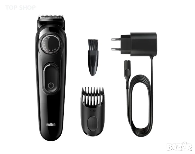 Тример Braun Beard Trimmer BT3222 Wet&Dry, Прецизен въртящ се бутон, 1 гребен, Черен, снимка 1