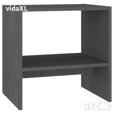 vidaXL Нощно шкафче, сиво, 40x30,5x40 см, бор масив(SKU:808057, снимка 1