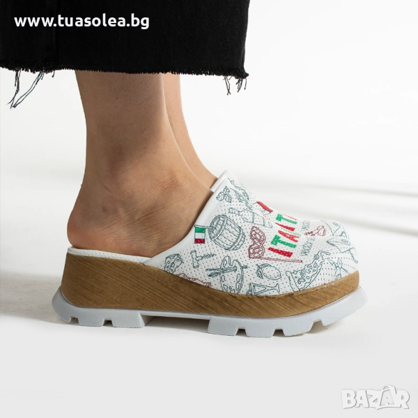 Анатомични чехли на платформа от естествена кожа | Марка Tuasolea, снимка 1