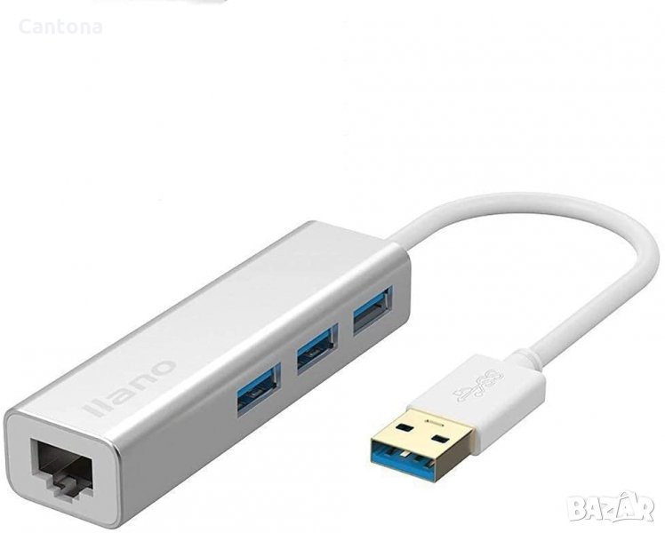 Nllano USB-A 3.0 към Ethernet 10/100/1000 RJ45 Ethernet LAN, 3 x USB 3.0 порта, снимка 1