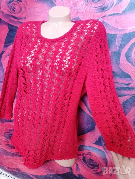 Наситено червена блуза от Полиестер М/Л, снимка 1