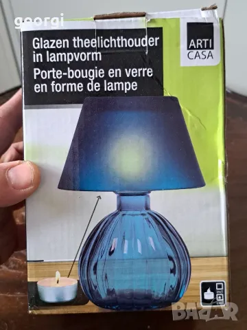 стъклен цветен свещник  3/4, снимка 4 - Декорация за дома - 48889336