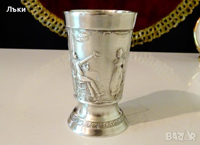 Чаша от калай "Die Lindenwirtin" , снимка 2 - Антикварни и старинни предмети - 41693327