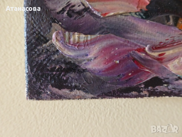 Авторска картина Натюрморт "Ваза с цветя" масло платно, снимка 6 - Картини - 53831427