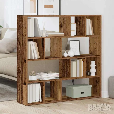 vidaXL Шкаф за книги/разделител на стаи Старо дърво 105x24x102 cm, снимка 3 - Паравани - 56148258