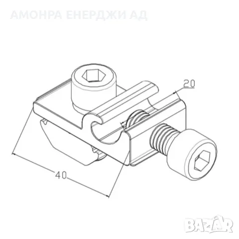 Заземителна клема L20*42*14 за монтаж на соларни системи, снимка 2 - Друга електроника - 49038606