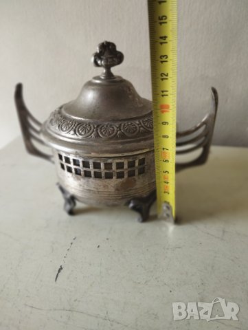 посребрена метална захарница арт нуво, снимка 3 - Други ценни предмети - 41929768