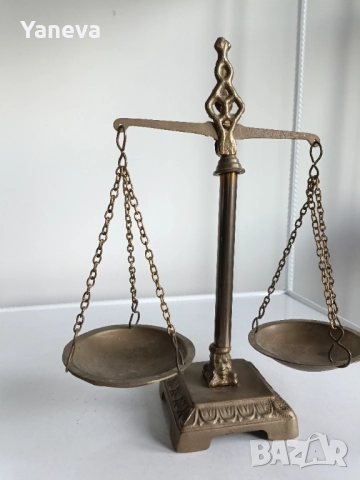 Vintage, бронзова, златарска, аптекарска везна. , снимка 3 - Статуетки - 52743237