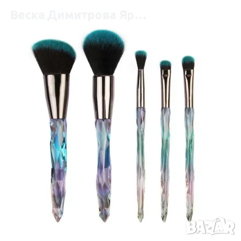 Сет от 5 броя четки за грим с диамантени дръжки HZS52
