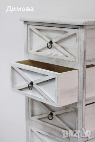 Шкаф 4 нива бял Винтидж, снимка 3 - Шкафове - 49210654