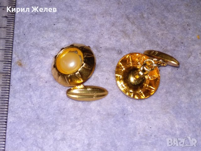СТАРИННИ ПОЗЛАТЕНИ МЕДНИ ПЕРЛЕНИ БУТОНЕЛИ РЕТРО КОПЧЕТА за РЪКАВЕЛИ 38472, снимка 3 - Антикварни и старинни предмети - 41483763