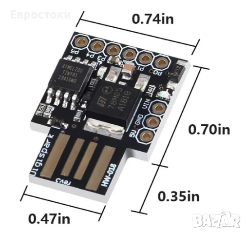 Digispark Kickstarter Attiny85 General Micro USB развойна платка за Arduino, 5 броя, снимка 3 - Дънни платки - 50586841