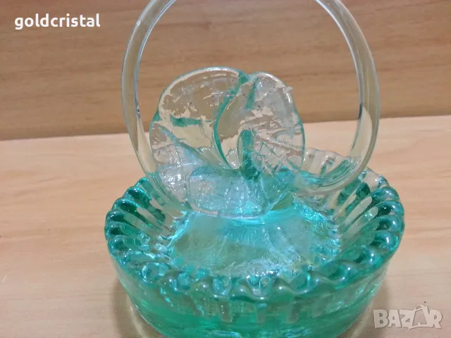 Стар стъклен пепелник цветно зелено стъкло , снимка 6 - Антикварни и старинни предмети - 49777604