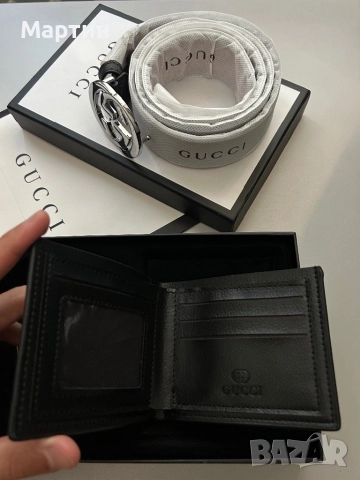 Колан и портфейл Gucci, снимка 3 - Колани - 51693577
