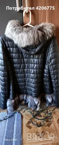 Кожено яке естествена кожа и лисица., снимка 2 - Якета - 48670968