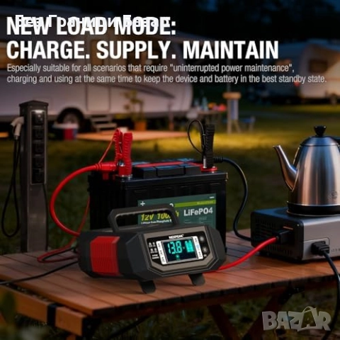 Ново Интелигентно зарядно за акумулатори 12V/24V LiFePO4 AGM GEL 20A, снимка 4 - Друга електроника - 52502725