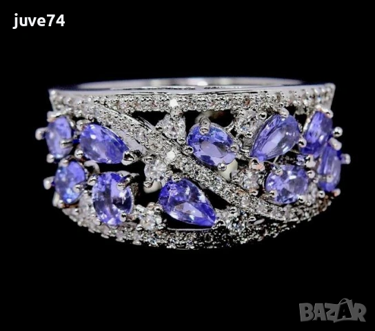 СРЕБЪРЕН ПРЪСТЕН С ТАНЗАНИТ (ТАНЗАНИЯ)