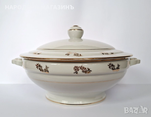 LIMOGES - D.R.B - Антикварен френски порцелан терин Много голям съд за топло сервиране супник сервиз, снимка 2 - Други ценни предмети - 53261159