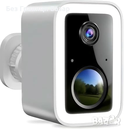 Нова батерийна 2K безжична външна камера, AI човек, LED прожектор, сирена