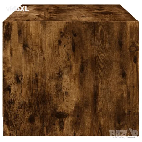 vidaXL Маса за кафе със стъклени врати, опушен дъб, 68x50x42 см, снимка 7 - Маси - 56148153