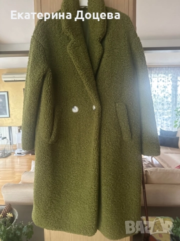 Палто Теди Беър в зелено, снимка 4 - Палта, манта - 52047174