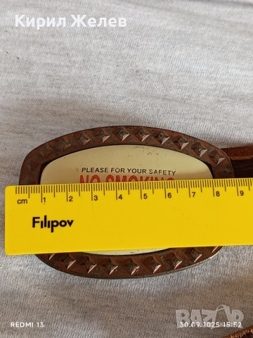 Винтидж кожен колан рядък много красив интересен модел 49425, снимка 5 - Колани - 51892783