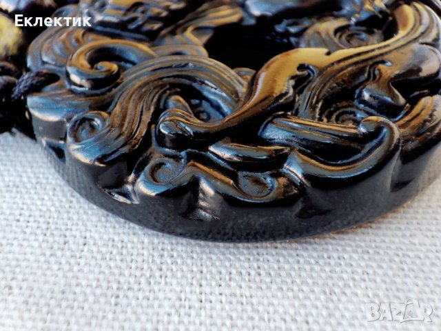 Амулет от обсидиан с наниз от полускъпоценни камъни, снимка 14 - Колиета, медальони, синджири - 40572381