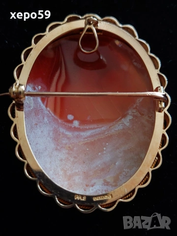 Прекрасен златен викториански медальон(камея)Три грации,злато375., снимка 4 - Колиета, медальони, синджири - 53479234