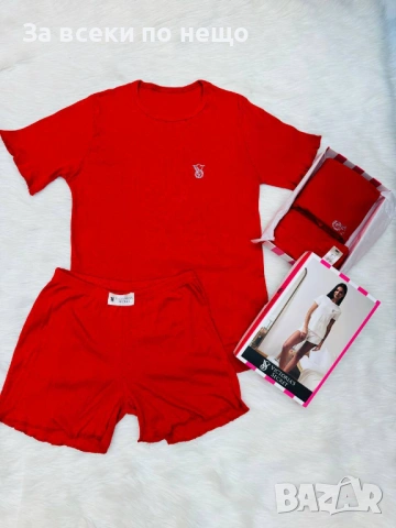 Victoria's Secret Дамска Лятна Пижама - Горнище С Къс Ръкав И Къси Панталони - 5 Цвята Код SK470, снимка 4 - Пижами - 53028121