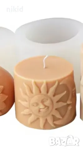 3d слънце и луна кръг цилиндър силиконов молд форма фондан свещ смола гипс шоколад декор , снимка 2 - Форми - 49339646