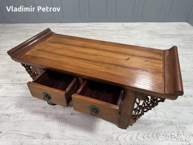 Китайски, конзолен шкаф, масив, дърворезба Д1044, снимка 8 - Шкафове - 56021666