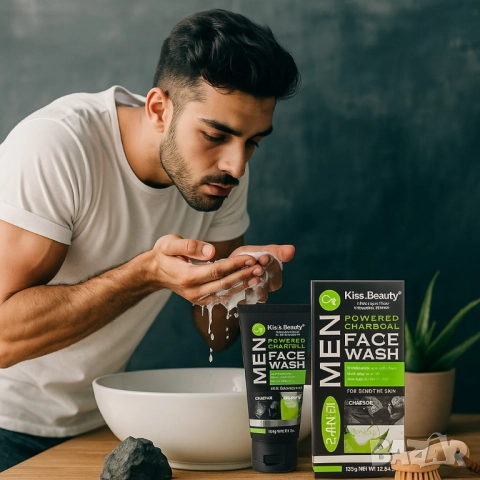 Дълбокопочистващ гел за лице с алое и черен въглен за мъже – Срещу омазняване, черни точки и раздраз, снимка 6 - Други - 51968967