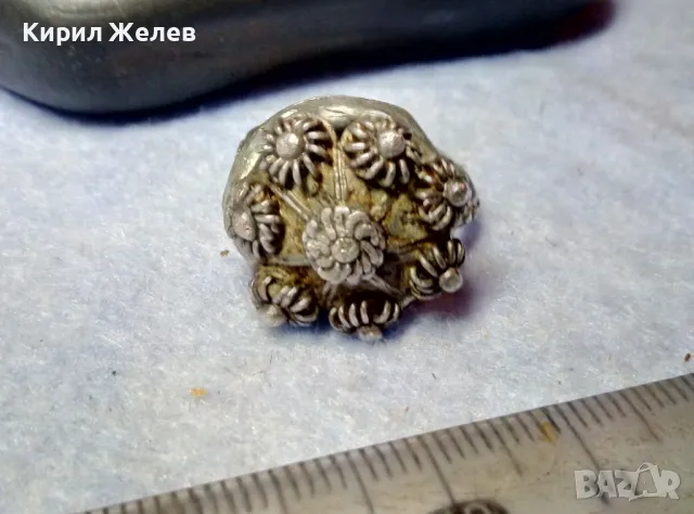 Старинен ВЪЗРОЖДЕНСКИ ФИЛИГРАНЕН СРЕБЪРЕН ПРЪСТЕН СРЕБРО ВИСОКА ПРОБА РЪЧНА КУЮМДЖИЙСКА РАБОТА 47507, снимка 7 - Антикварни и старинни предмети - 49294840
