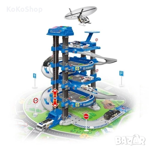 Полицейски комплект гараж с превозни средства,самолет звук-88 части, снимка 2 - Коли, камиони, мотори, писти - 52366554