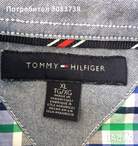 Tommy Hilfiger Мъжка памучна риза каре със стандартна кройка, снимка 6 - Ризи - 41561926