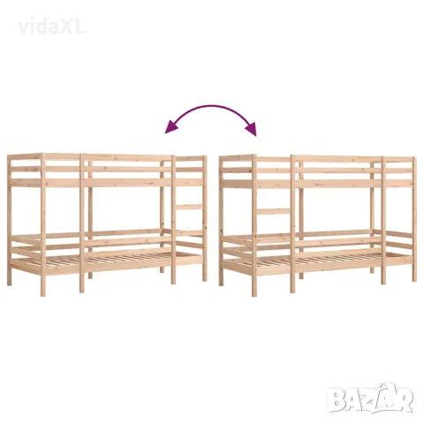 vidaXL Двуетажно легло без матрак 90x200 cm масивна дървесина бор, снимка 8 - Спални и легла - 56146960