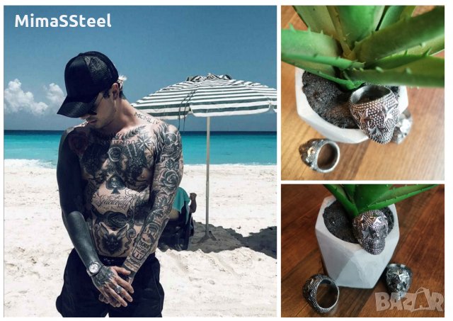 Мъжки стоманен пръстен Philipp Plein, снимка 3 - Пръстени - 35944851