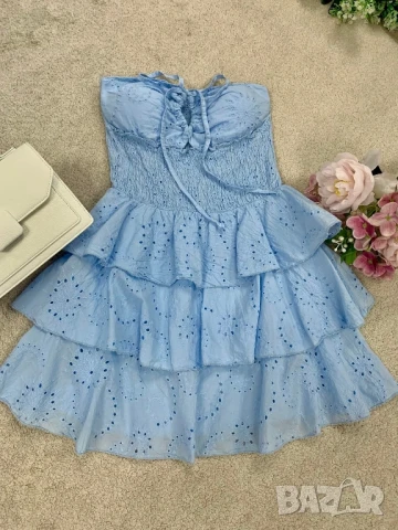 нежни памучни рокли с рязана бродерия , снимка 2 - Рокли - 50713607